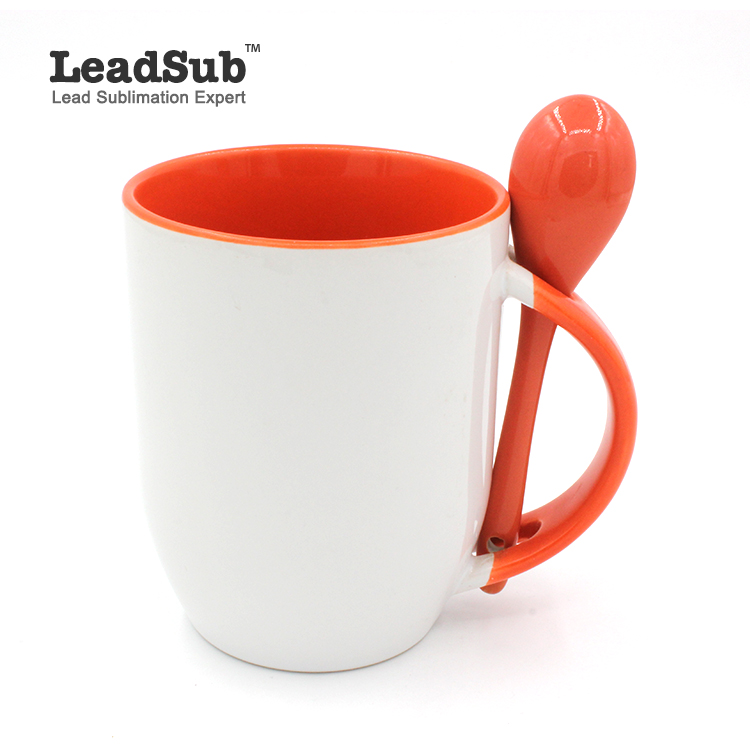 Inside and Handle Color 11oz Mugs with Spoon